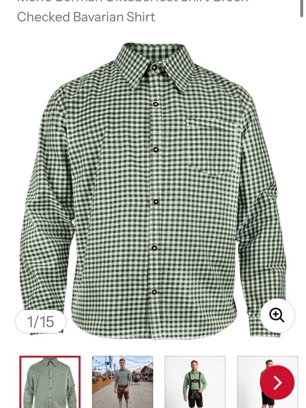 Men's German
Oktoberfest Shirt
Green Checked
Bavarian Shirt - Picture 2 of 15